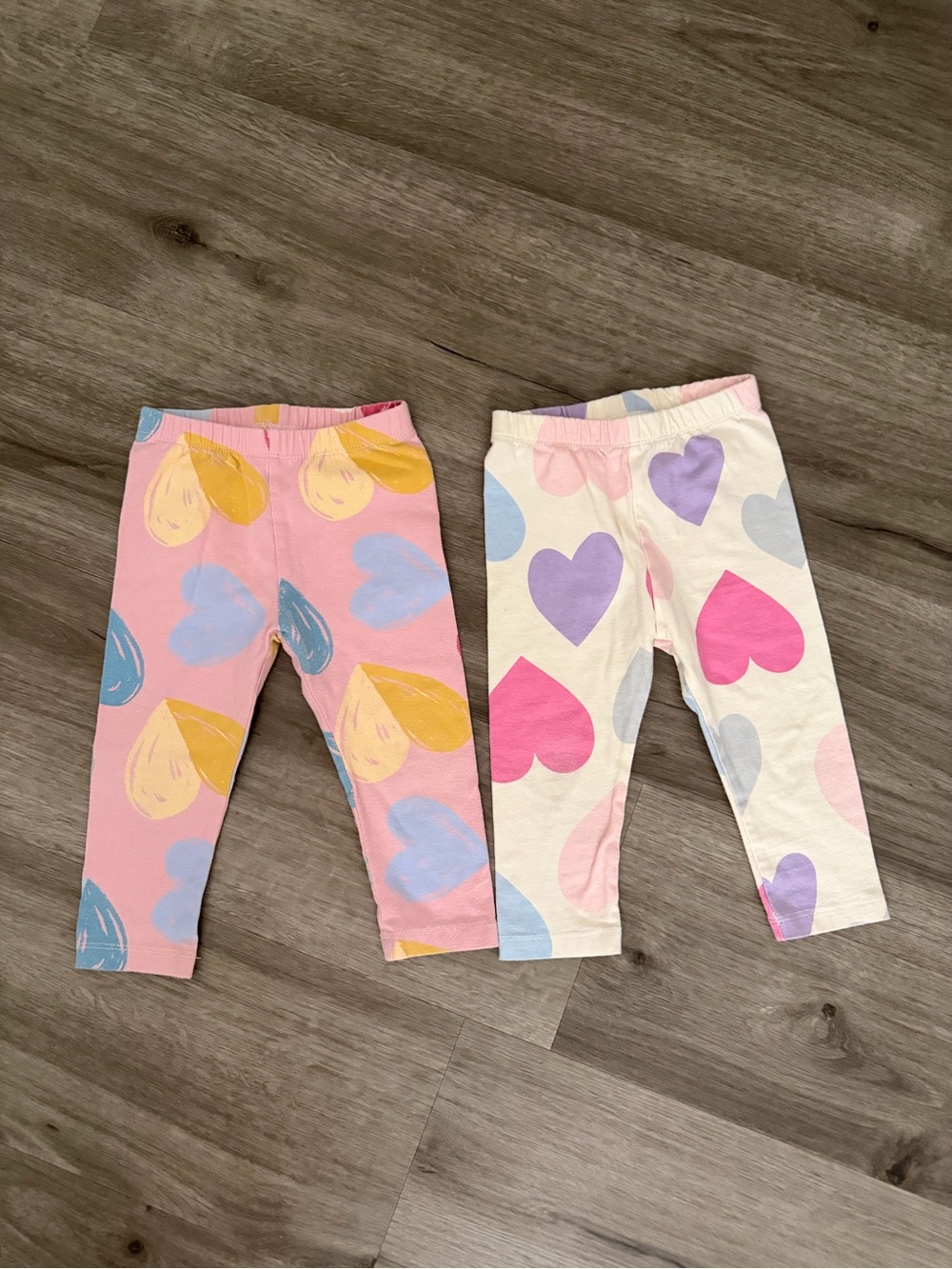 GAP Girls' Heart Print Leggings in Pink & Cream Size 12-18 months